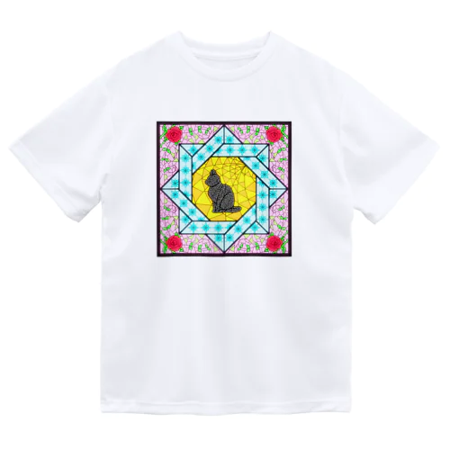 タイルアート風のクロネコさん Dry T-Shirt