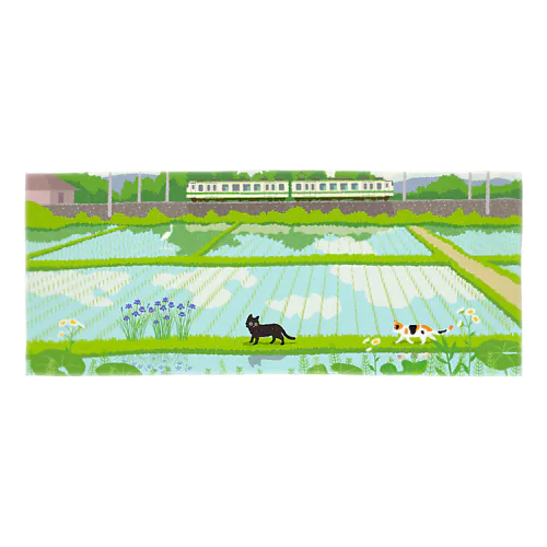 たびねこ /緑色の風/タオル用 Face Towel