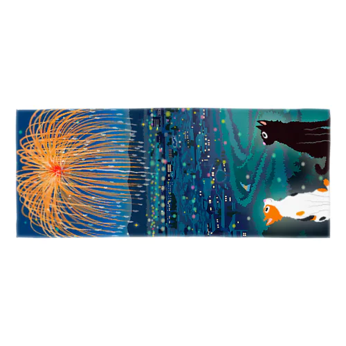 たびねこ /夏の打ち上げ花火/タオル用 Face Towel