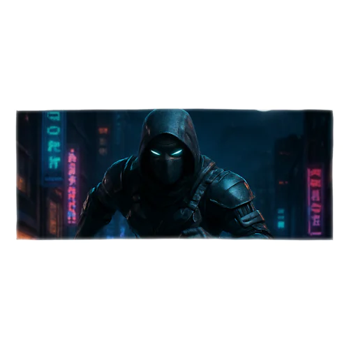 ネオン街を疾走するニンジャ Face Towel
