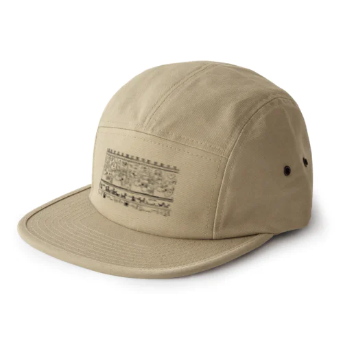 壁画ハスキー(モノクロ) 5 Panel Cap