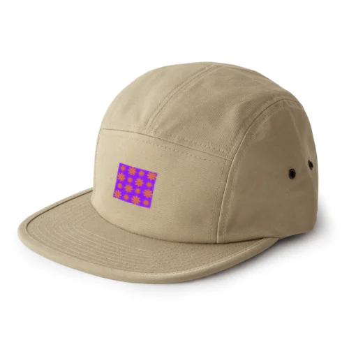 むらさきとおれんじベースのなんかのおはな 5 Panel Cap