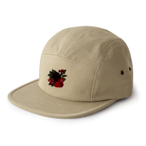 猫と薔薇（文字なし） 5 Panel Cap