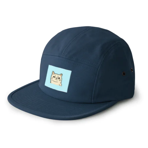 ふてくされたネコくん(水色) 5 Panel Cap
