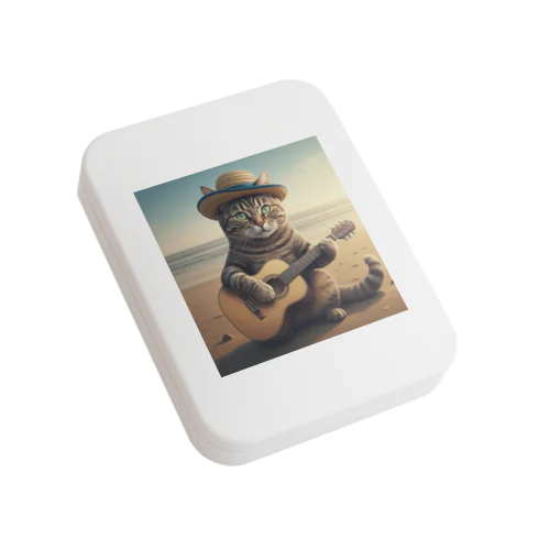 ギターを弾く猫 Flat Tin Case