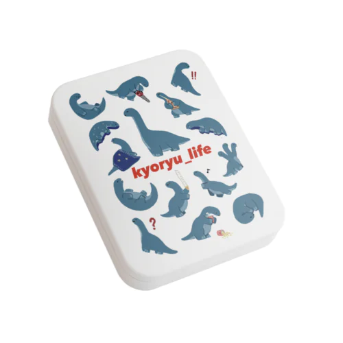 kyoryu_life（総柄）/フラット缶ケース Flat Tin Case