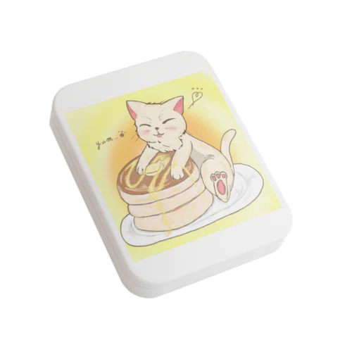 猫とパンケーキ(背景付き) Flat Tin Case