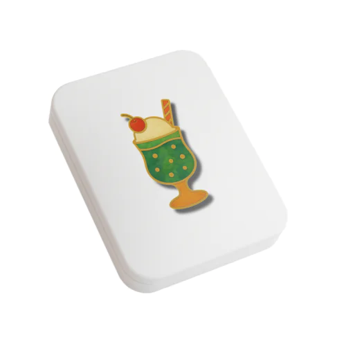 レトロピンバッジ風クリームソーダ Flat Tin Case