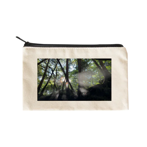 富士山剗の海神秘の瞬間 木漏れ日がぼんやりと霊験スポット Flat Pouch