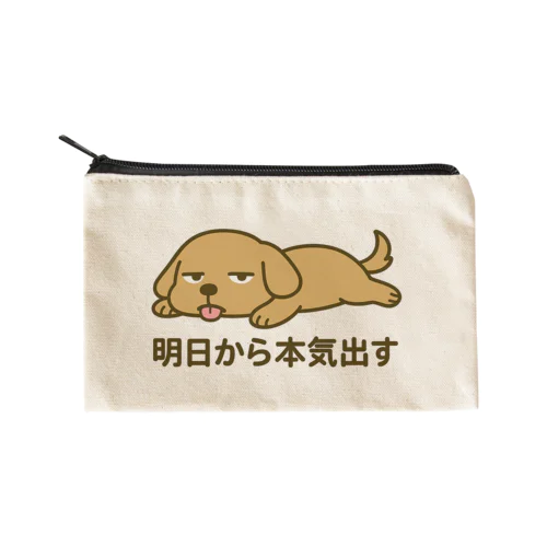 今日は無理犬 Flat Pouch