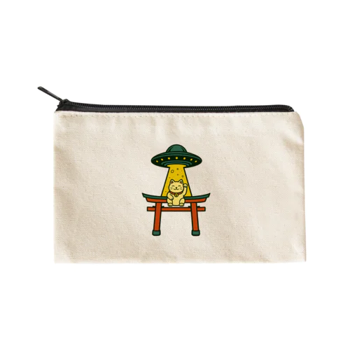 幸運誘拐中 – スペース招き猫Tシャツ Flat Pouch