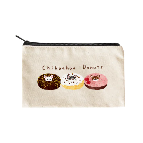 チワワドーナツ　フラットポーチ Flat Pouch