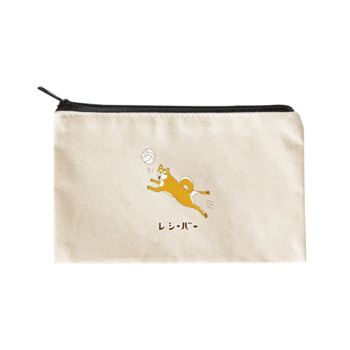 ユーモア柴犬デザイン「レシーバー」（Tシャツ・パーカー・グッズ・ETC） Flat Pouch