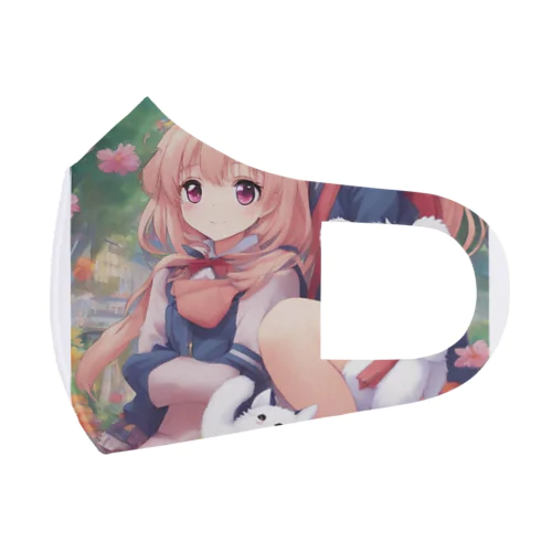 女子高生としろいもふもふ Face Mask