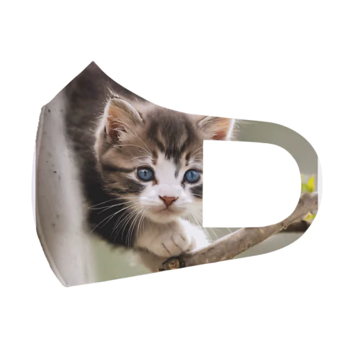 子猫と木 Face Mask