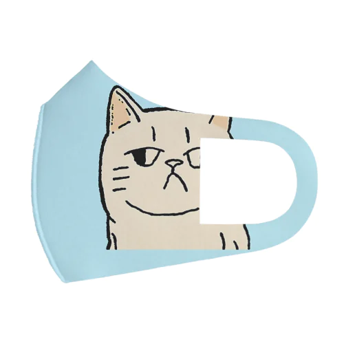 ふてくされたネコくん(水色) Face Mask