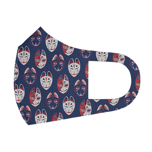 【日本レトロ#22】狐面（パターン） Face Mask