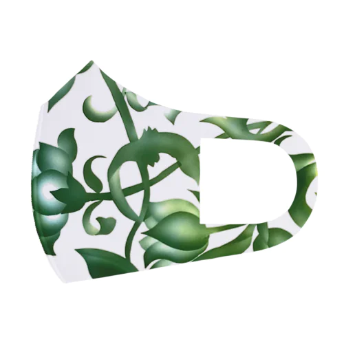 green flowers 緑の花唐草 Face Mask