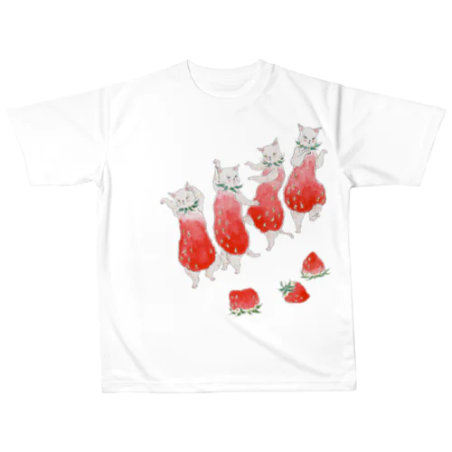 いちごの妖精にゃんこ All-Over Print T-Shirt