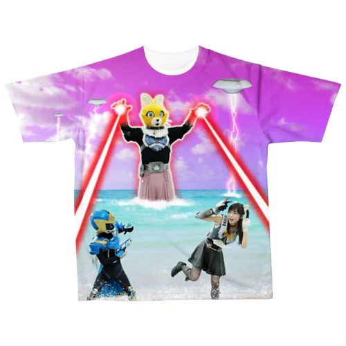 スペースキャットC「はかいこうせん」 All-Over Print T-Shirt