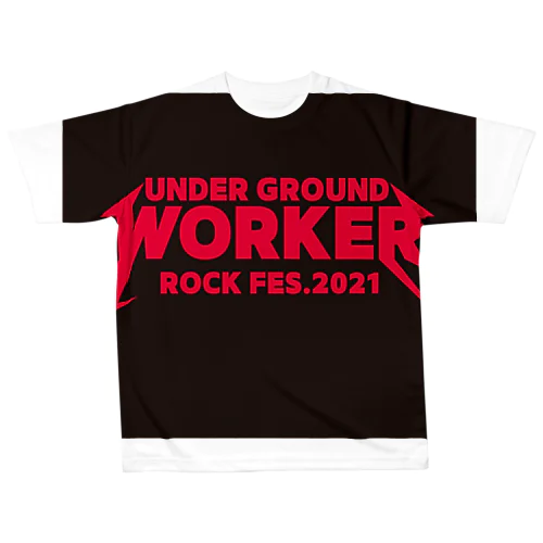地下労働者ロックフェスティバル2021Tシャツくそデカいロゴ All-Over Print T-Shirt