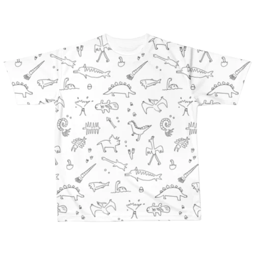 ウキウキ古代生物 All-Over Print T-Shirt