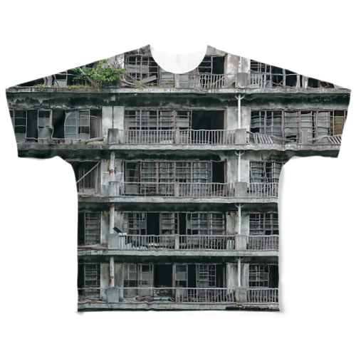 廃墟化した団地 All-Over Print T-Shirt
