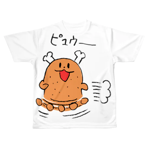 走るよ肉ボーン All-Over Print T-Shirt