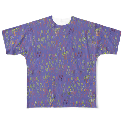 うさグラム（すみれ色） All-Over Print T-Shirt