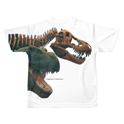 Tyrannosaurus rex skull and head All-Over Print T-Shirt