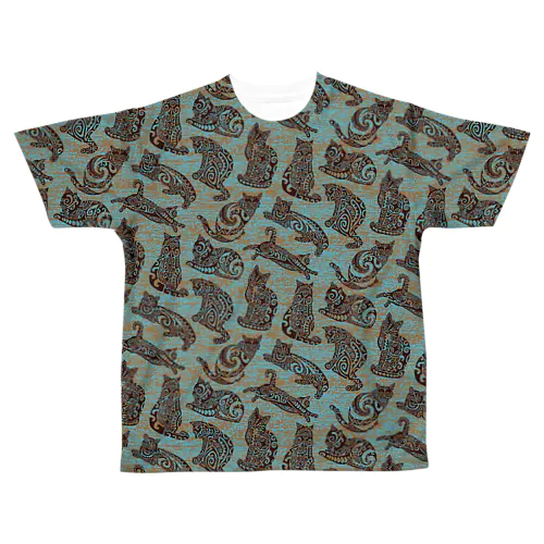 Tahitian Tribal Cat All-Over Print T-Shirt