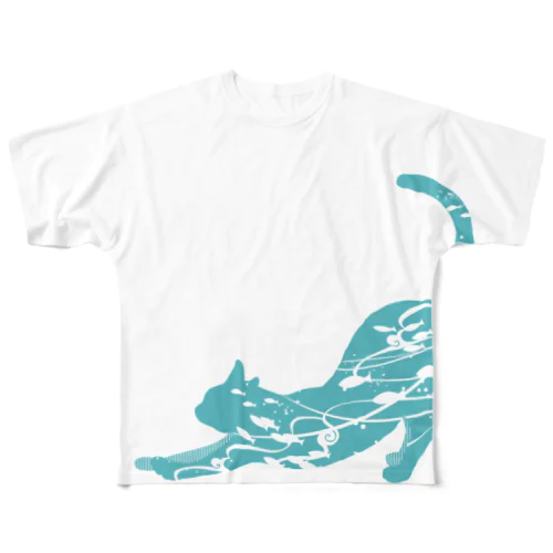 のび猫 All-Over Print T-Shirt