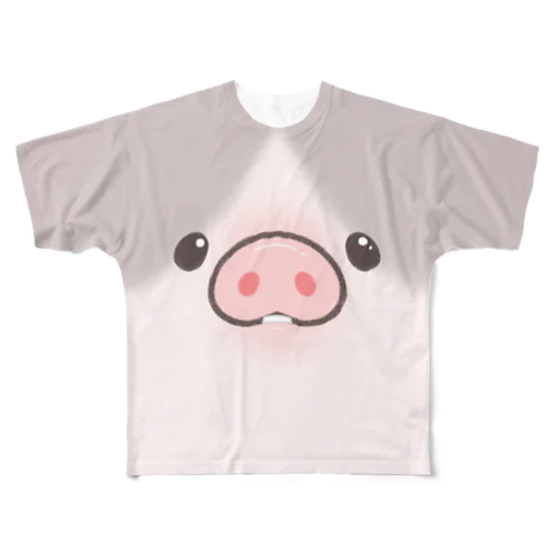 お顔とおしり しらたまちゃんドアップ All-Over Print T-Shirt