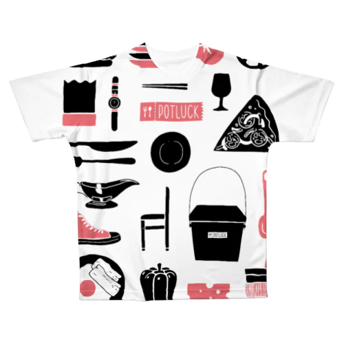 POTLUCK Graffiti Pink All-Over Print T-Shirt