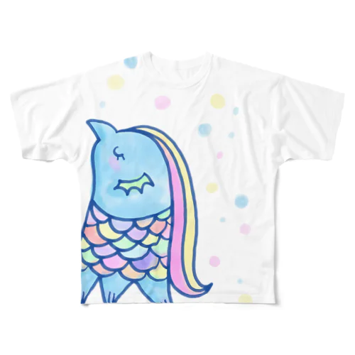 水彩あまび絵 All-Over Print T-Shirt