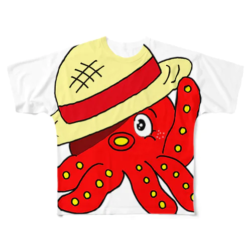 たこと麦わら帽子 All-Over Print T-Shirt