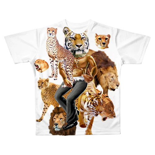 猛獣プリント All-Over Print T-Shirt