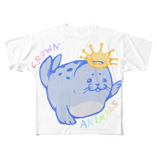 CROWNANIMALーアザラシー All-Over Print T-Shirt