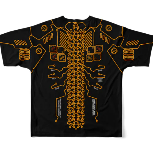 背骨アーマー/黒橙 改 All-Over Print T-Shirt
