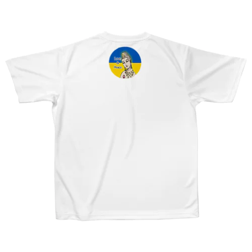 Love＆Peace観世音菩薩ウクライナ国旗背景 All-Over Print T-Shirt