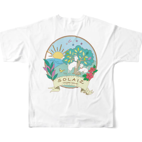 【空と海とライトとナギ】フロント：SOLAIZ（黒文字） All-Over Print T-Shirt