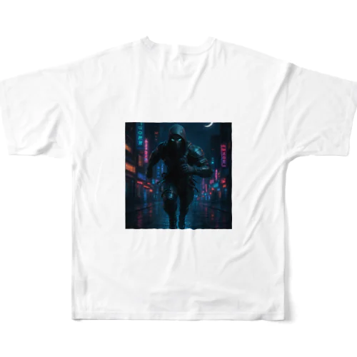 ネオン街を疾走するニンジャ All-Over Print T-Shirt