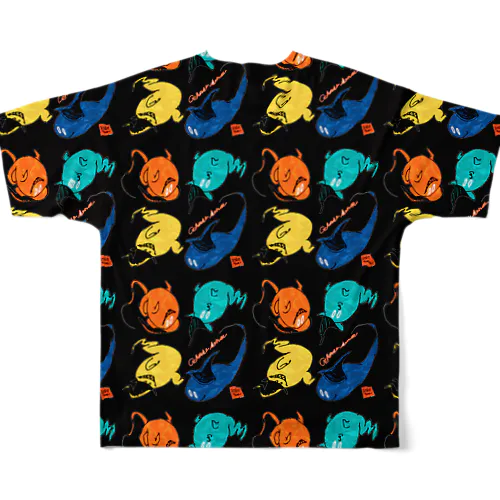 おばけだらけ(黒) All-Over Print T-Shirt
