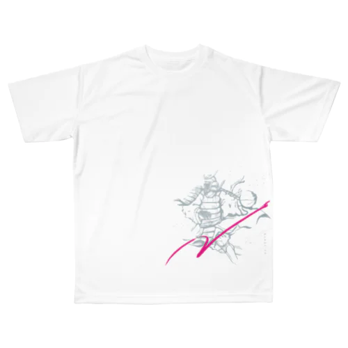 Hands Up! 籠球侍 BASKETBALL SAMURAI 挑 try（Silver×Pink） All-Over Print T-Shirt