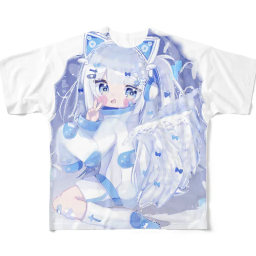 猫耳ヘッドフォンちゃん All-Over Print T-Shirt