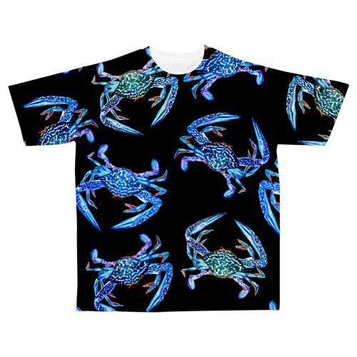 ガザミ散らし（黒） All-Over Print T-Shirt