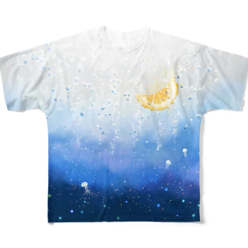 三日月のブルーソ－ダ All-Over Print T-Shirt