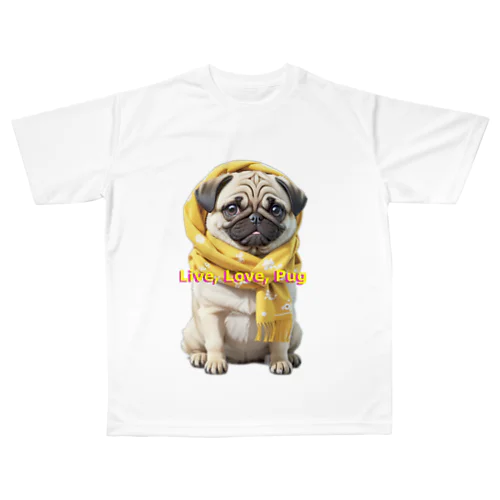 Smiling Pug, Sunshine Hug All-Over Print T-Shirt