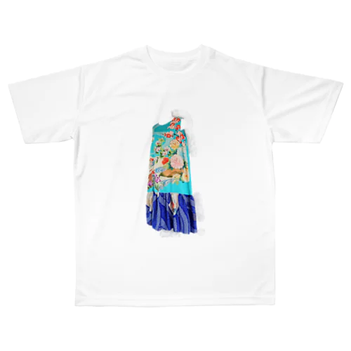 ハンドメイドリメイク着物青 All-Over Print T-Shirt