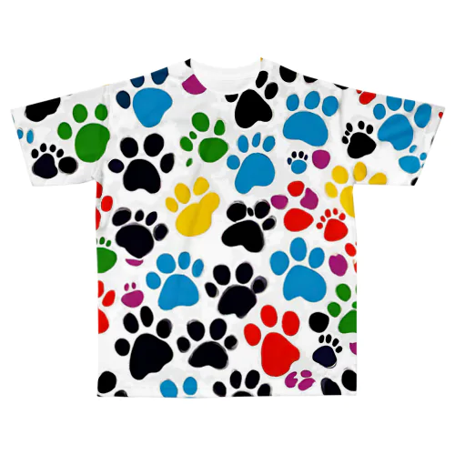 カラフル肉球 All-Over Print T-Shirt